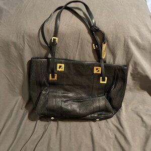 Emma & Sophia Black Faux Snake Skin Leather Chain Shoulder Bag Purse Tote